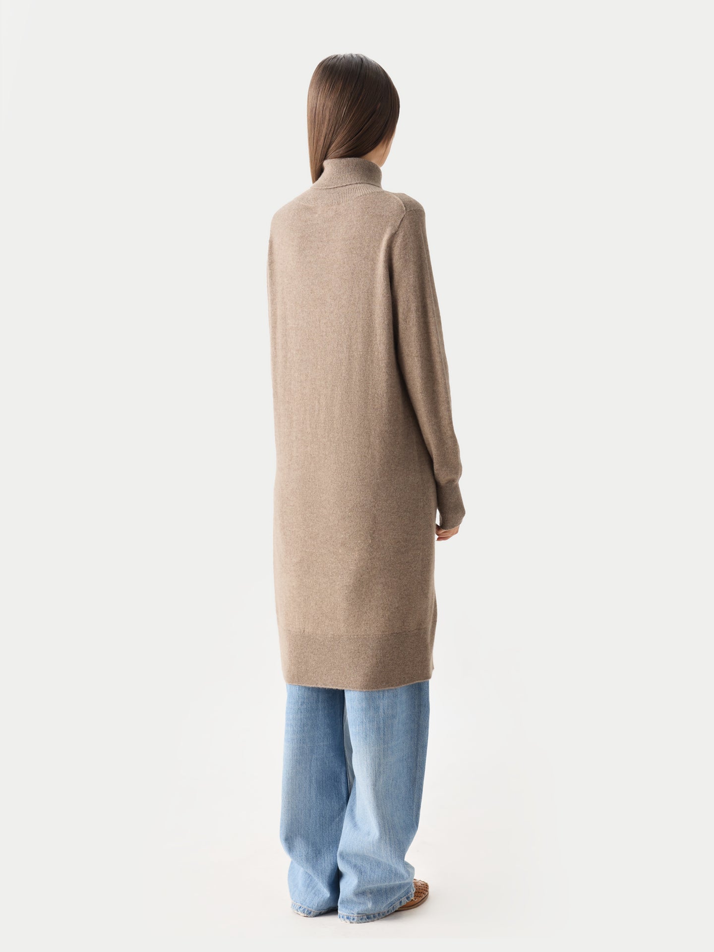 Organic Colour Cashmere Turtleneck Jumper Dress