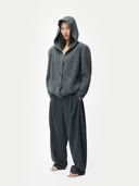 Wide-Shoulder Hooded Cashmere Cardigan Gray | GOBI UK #color_plum-kitten