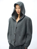 Wide-Shoulder Hooded Cashmere Cardigan Gray | GOBI UK #color_plum-kitten
