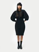 Cashmere Sculptural Dress | GOBI UK #color_black