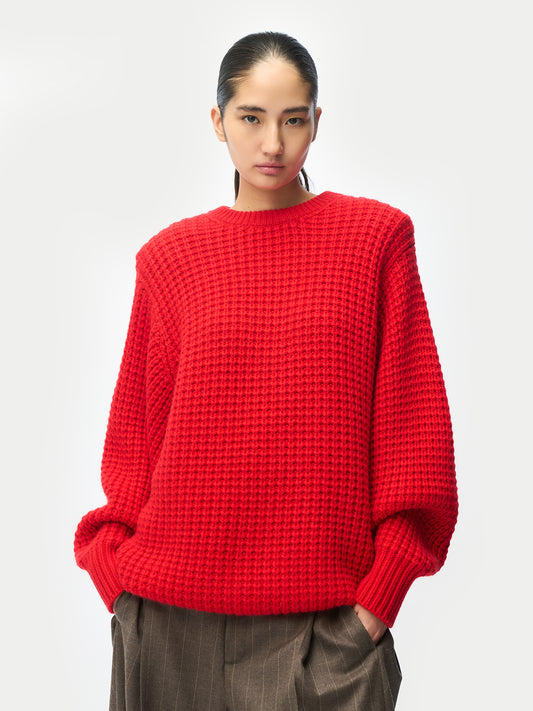 Wide-Shoulder Crewneck Cashmere Jumper