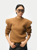 Sculpted-Shoulder Cashmere Jumper | GOBI UK #color_camel
