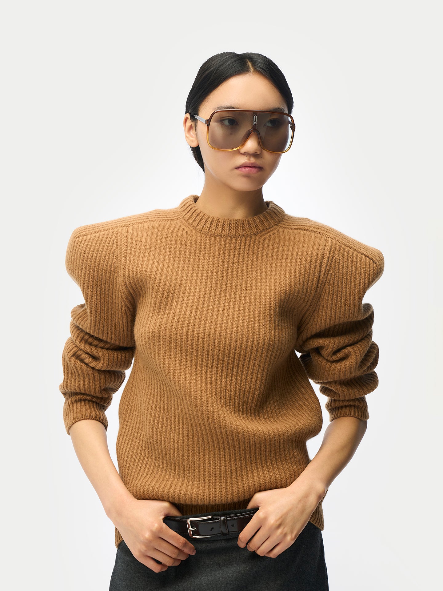 Sculpted-Shoulder Cashmere Jumper