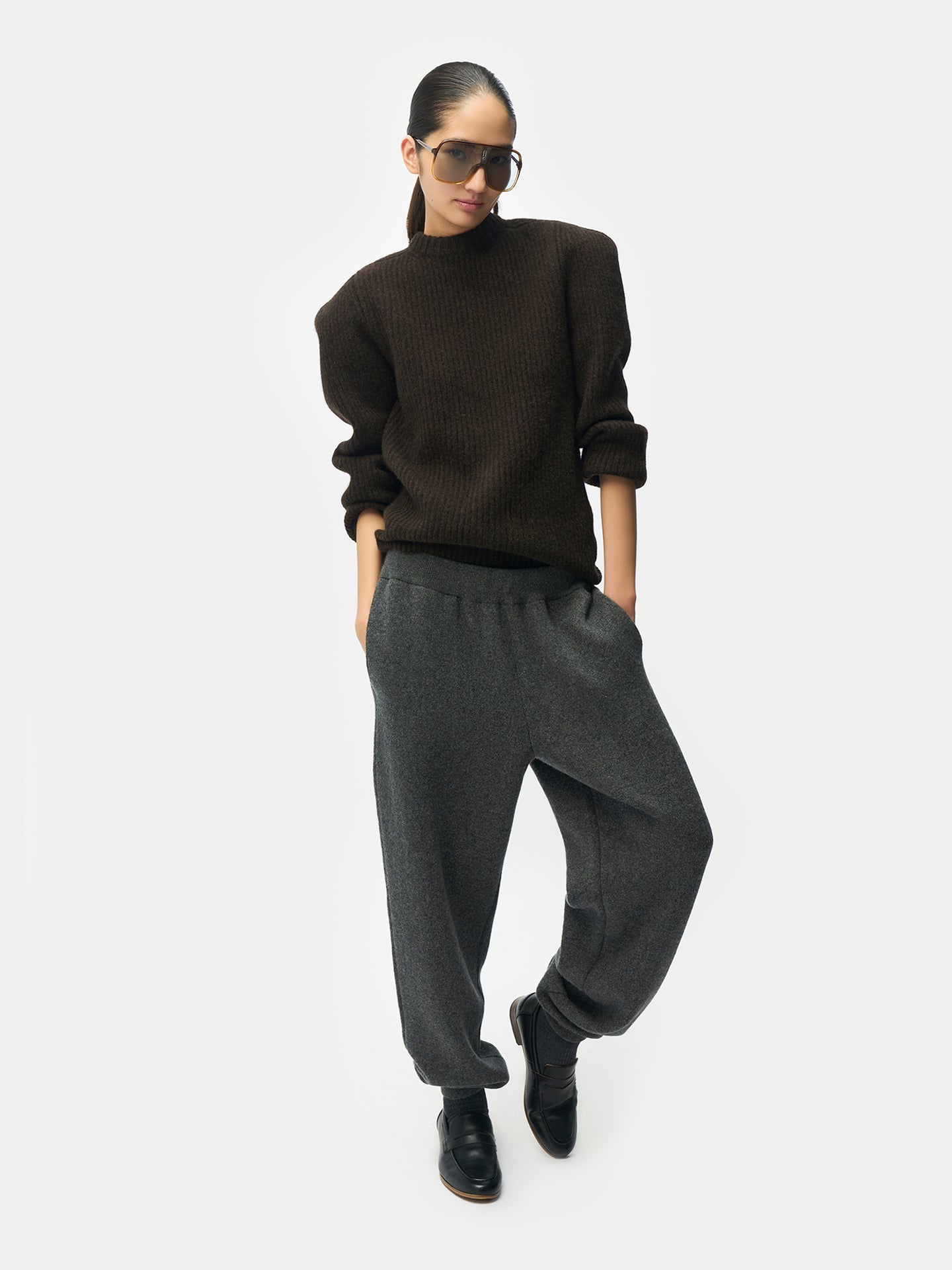 Sculpted-Shoulder Cashmere Jumper