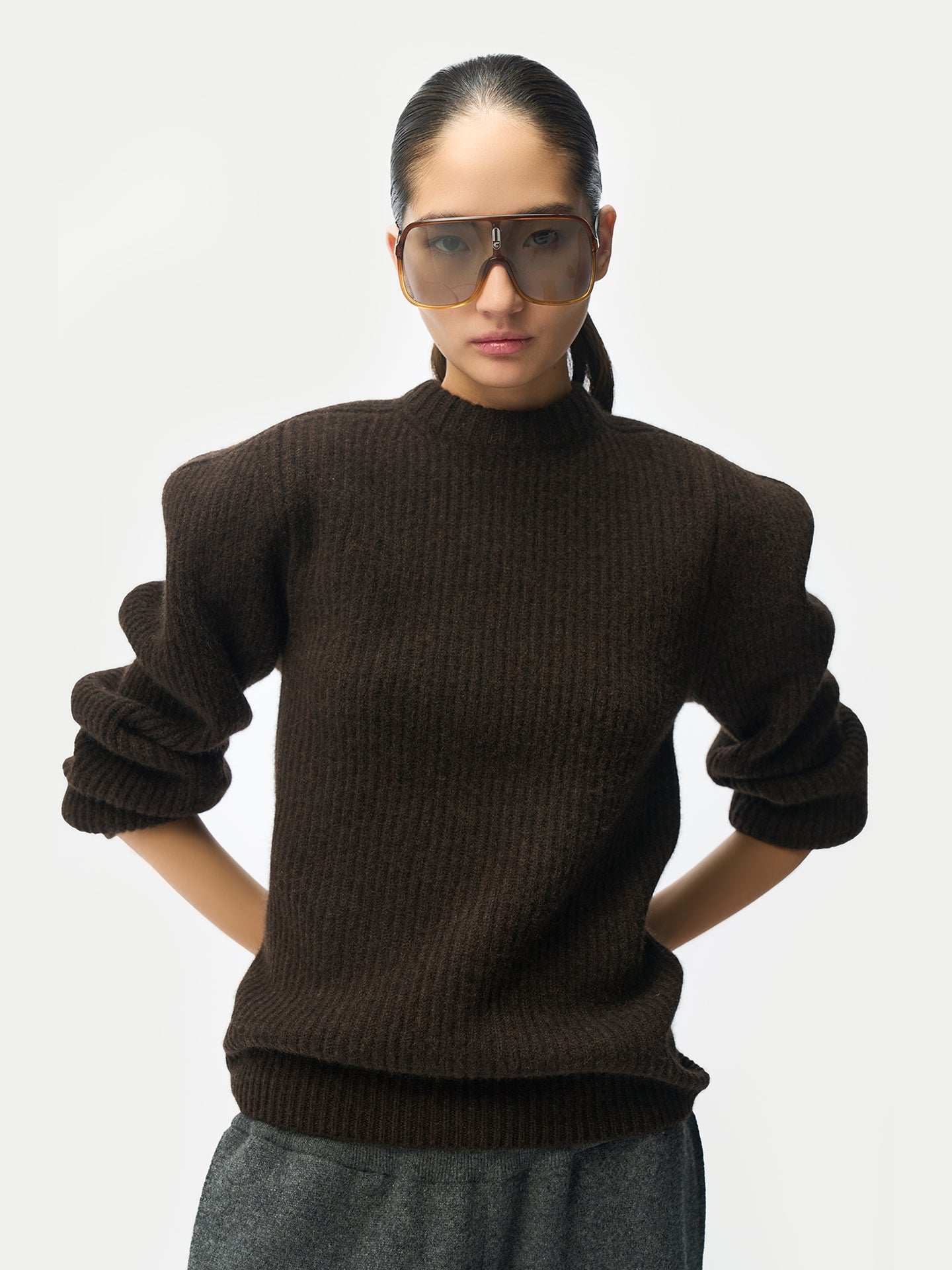Sculpted-Shoulder Cashmere Jumper