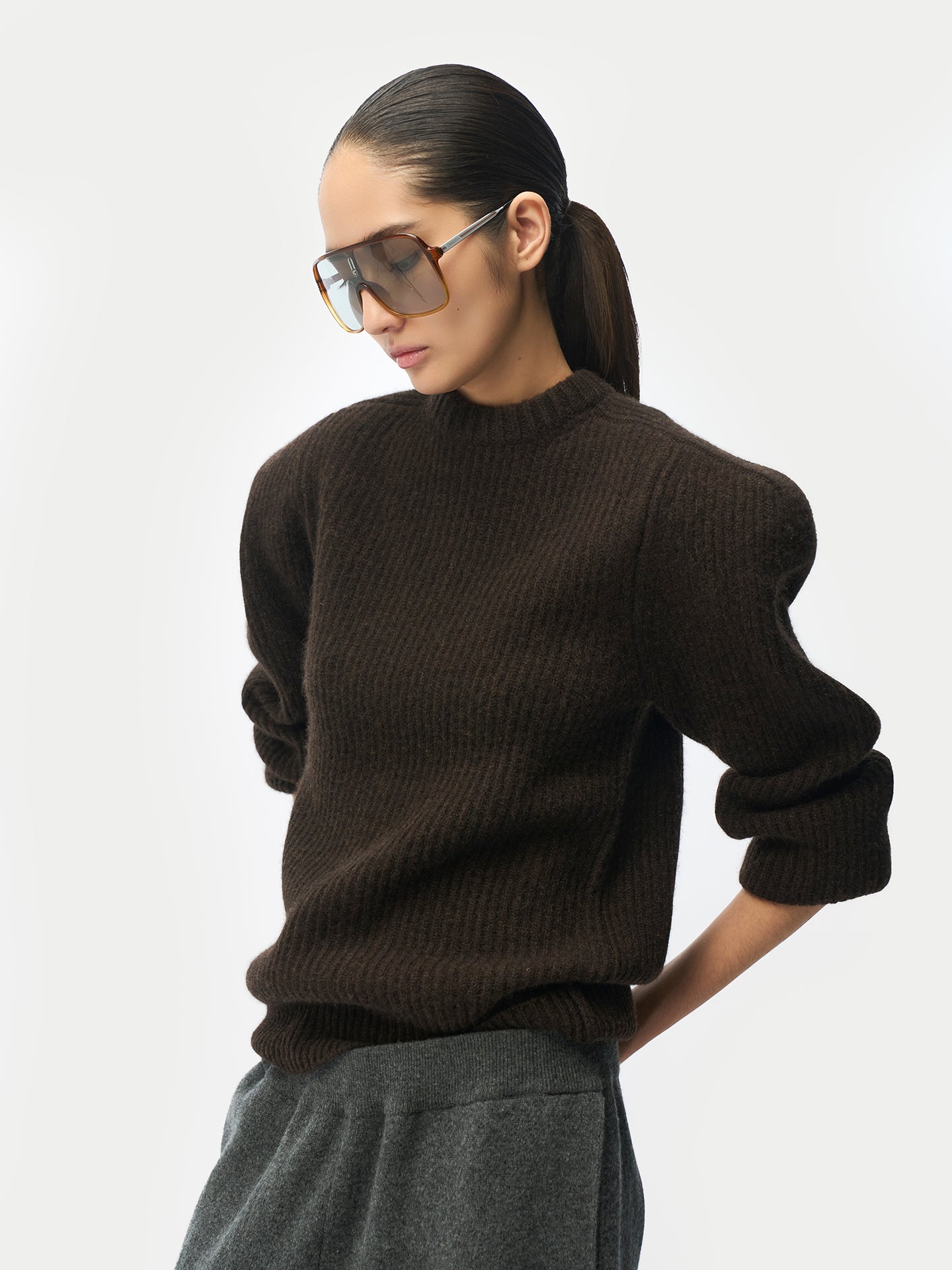Sculpted-Shoulder Cashmere Jumper
