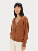 Women's Cashmere 3D Button-up Cardigan Camel - Gobi Cashmere #color_camel