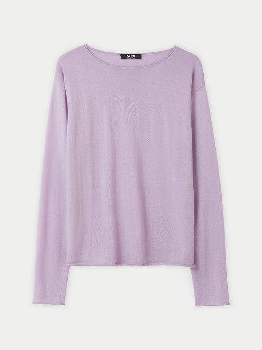 Silk Cashmere Boat Neck Sweater Orchid Bloom -Gobi Cashmere