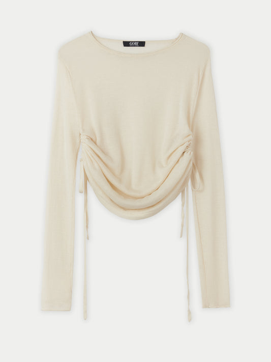 Women's Silk Cashmere Boat Neck Marshmallow - Gobi Cashmere