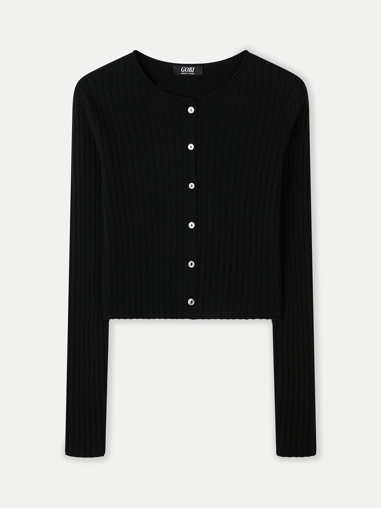 GOBI Cashmere - Lightweight Cashmere Cardigan Black - 3D-Knit Collection