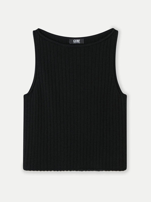 Women's Cashmere Crop Top Black - Gobi Cashmere