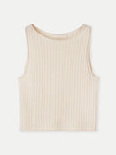 A beige cashmere crop top with a ribbed texture. #color_off-white