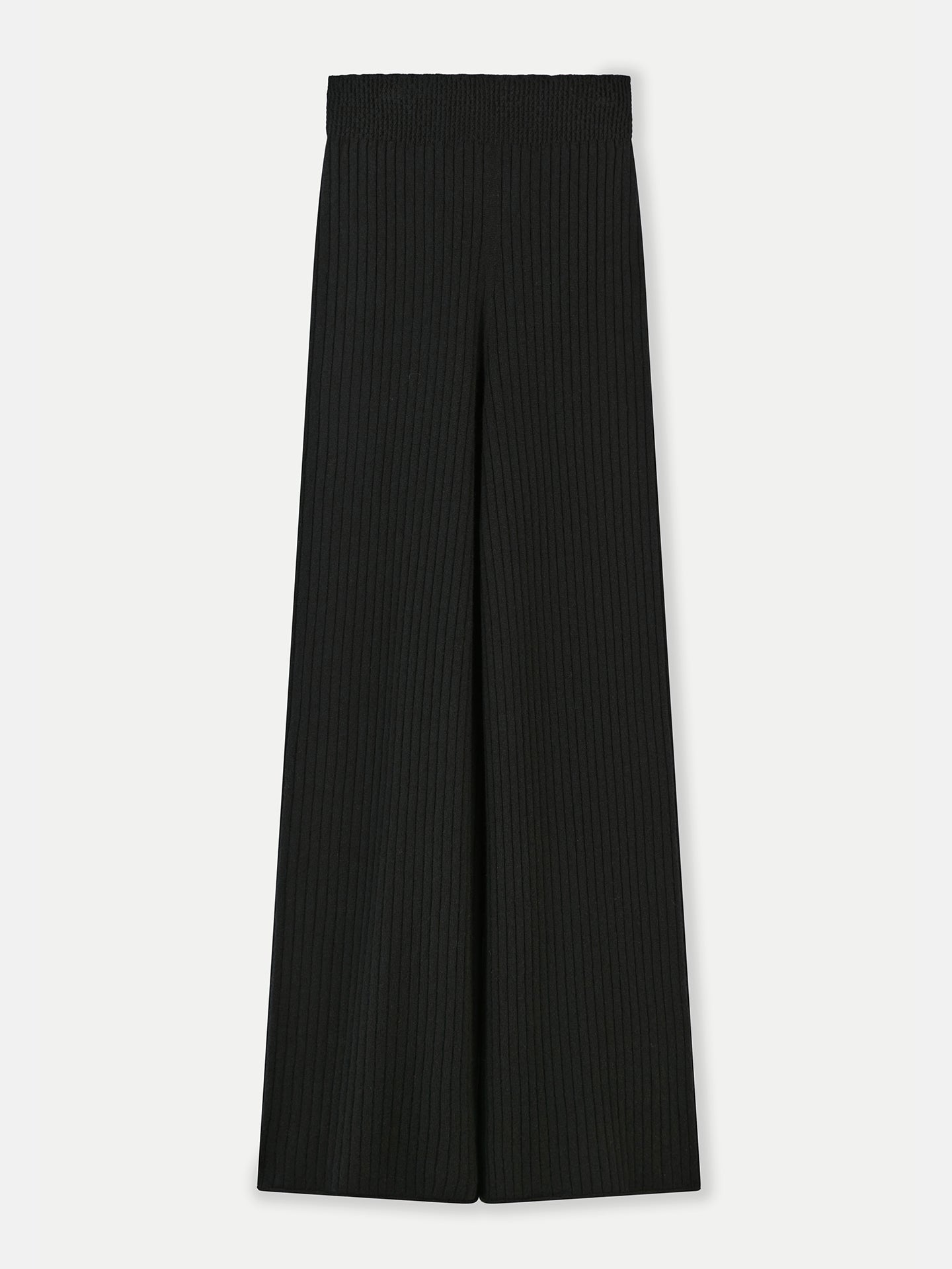 GOBI Cashmere - Wide-Leg Cashmere Pants Black - 3D-Knit Collection