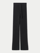 Women's Cashmere Ribbed-Knit Trousers Black - Gobi Cashmere #color_black
