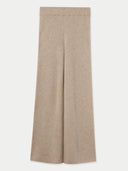Women's Rib-Knit Flare Trousers Warm Grey - Gobi Cashmere #color_warm-grey