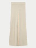 Organic Colour Rib-Knit Flare Trousers Off White - Gobi Cashmere #color_off-white