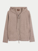 Brown hoodie with a brand logo on a white background