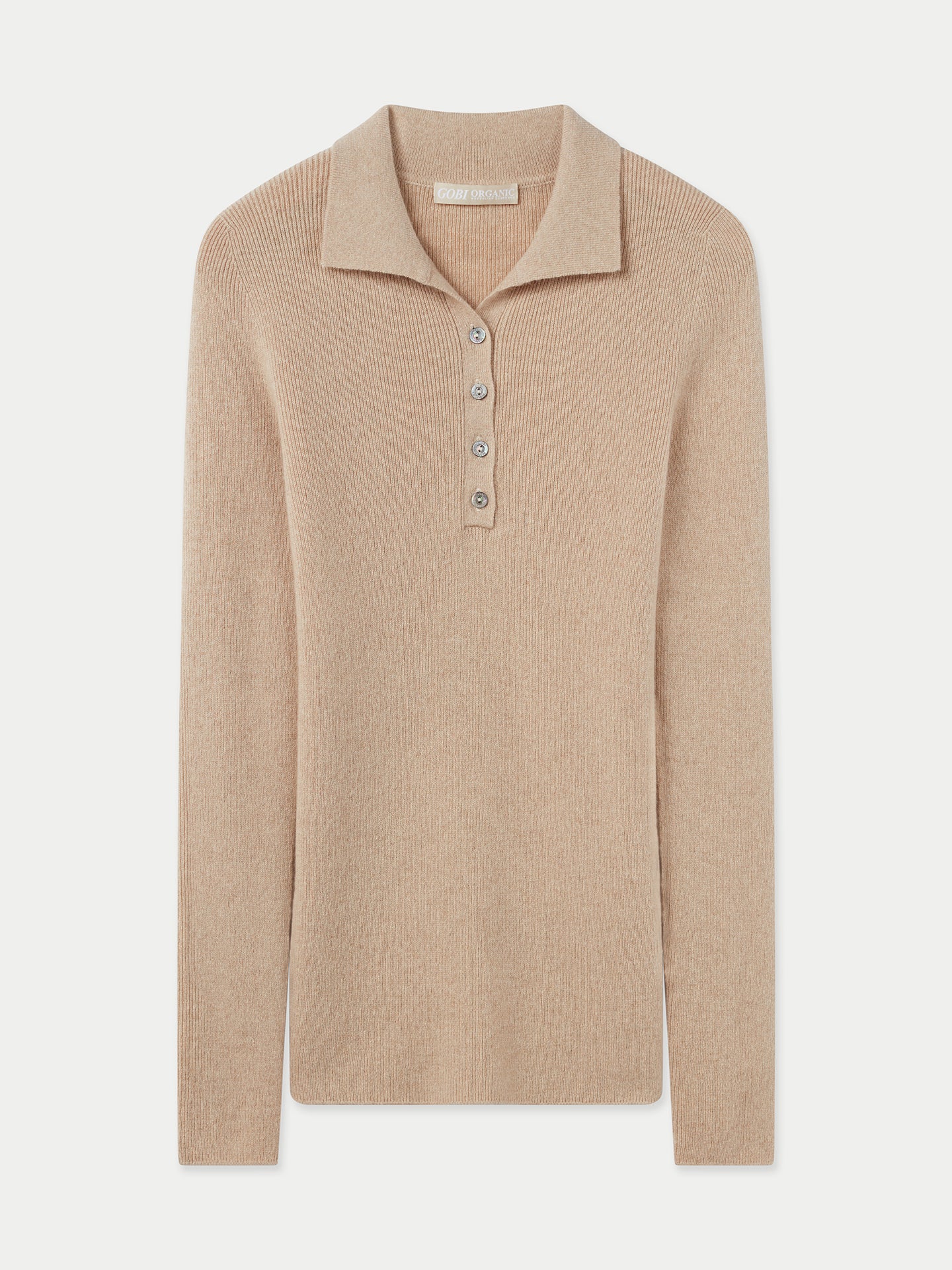 Women's Organic Cashmere Lightweight Polo Giorgio Spina Beige