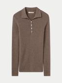 Organic Cashmere Lightweight Polo Giorgio Spina Taupe #color_taupe