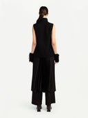Women's Cut-Out Cashmere Vest Black - Gobi Cashmere #color_black