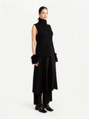Women's Cut-Out Cashmere Vest Black - Gobi Cashmere #color_black