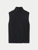 Women's Cut-Out Cashmere Vest Black - Gobi Cashmere #color_black