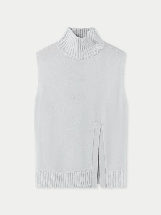 Women's Cut-Out Cashmere Vest Silver Birch - Gobi Cashmere