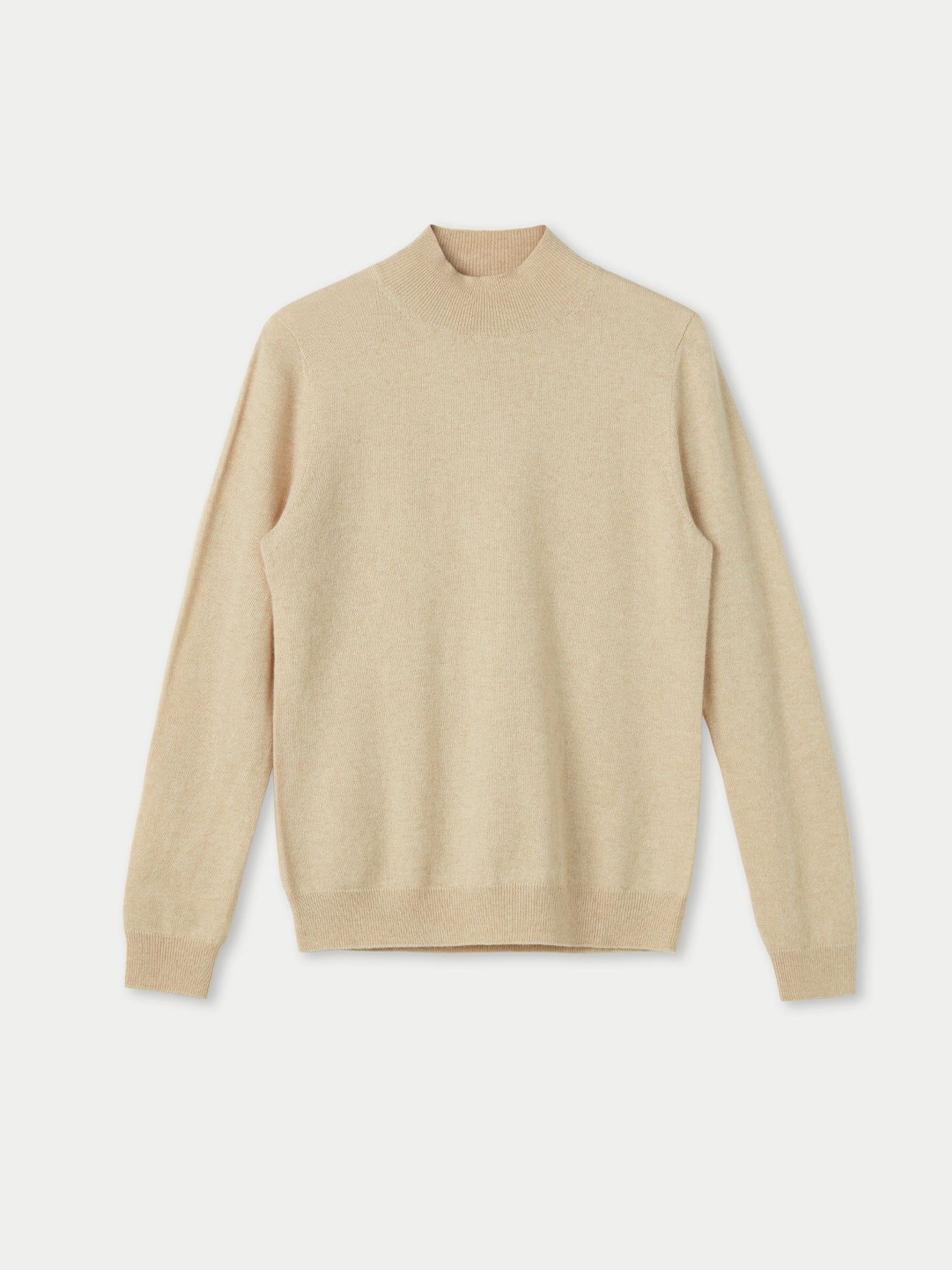 Women's Cashmere Mock Neck Sweater Beige - Gobi Cashmere