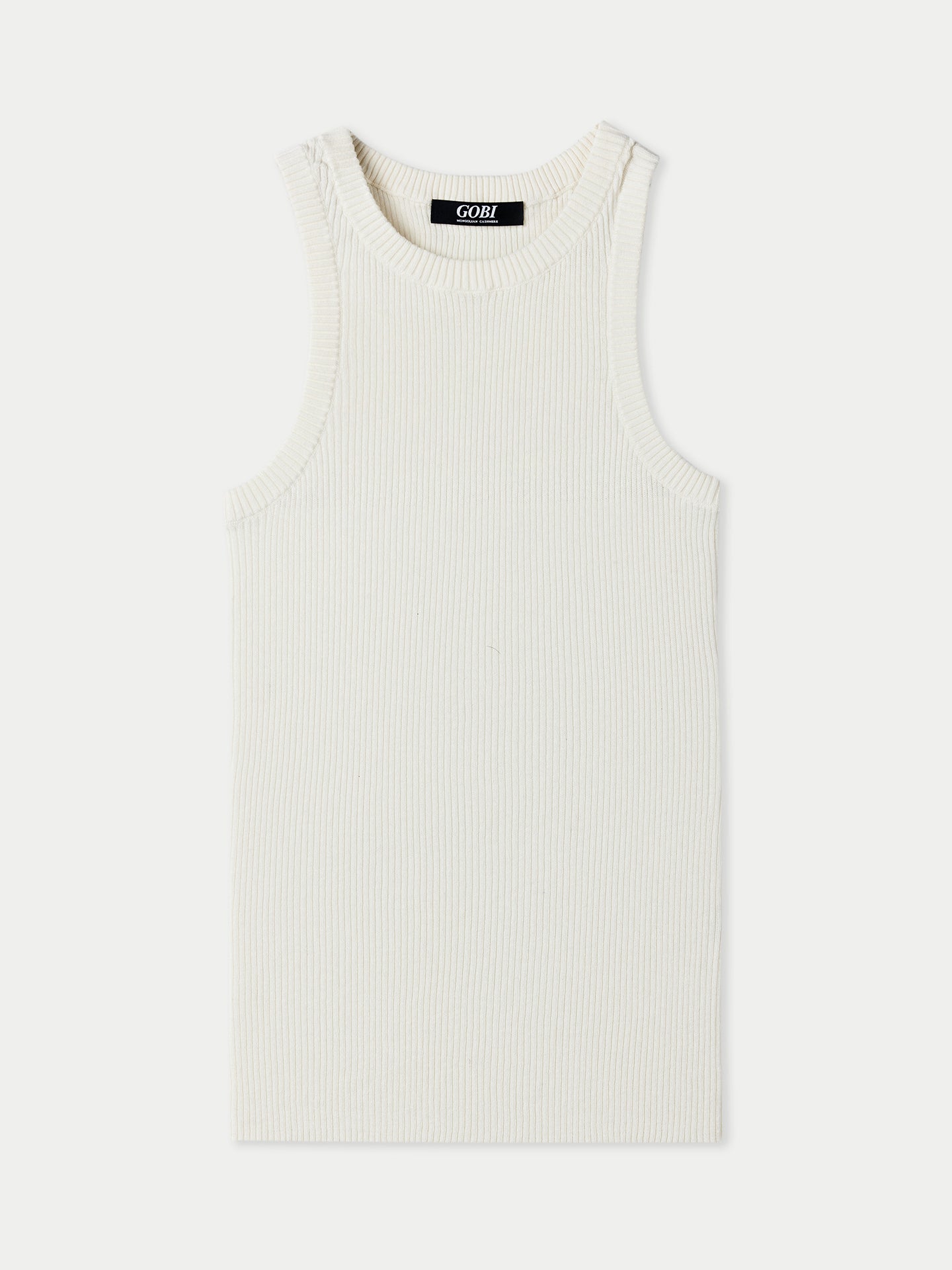 Ribbed Cotton Silk Cashmere Blend Tank Top