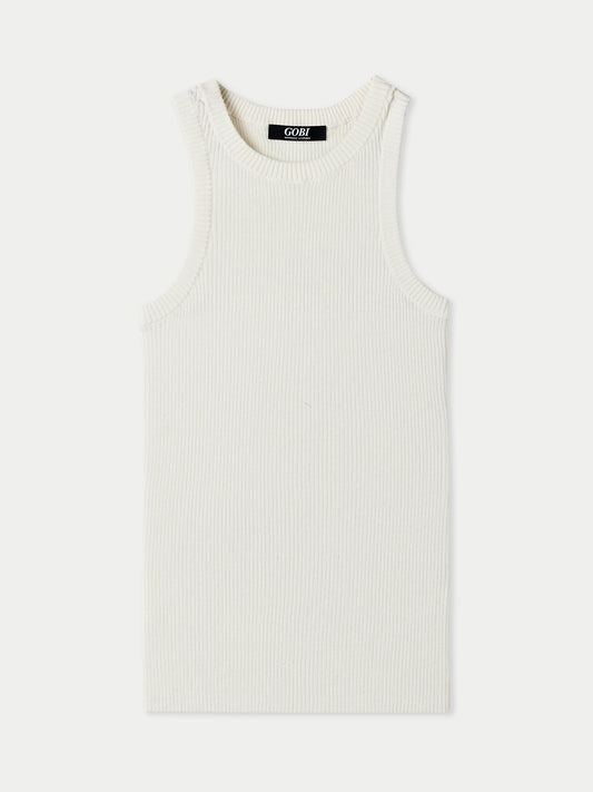 Ribbed Cotton Silk Cashmere Blend Tank Top