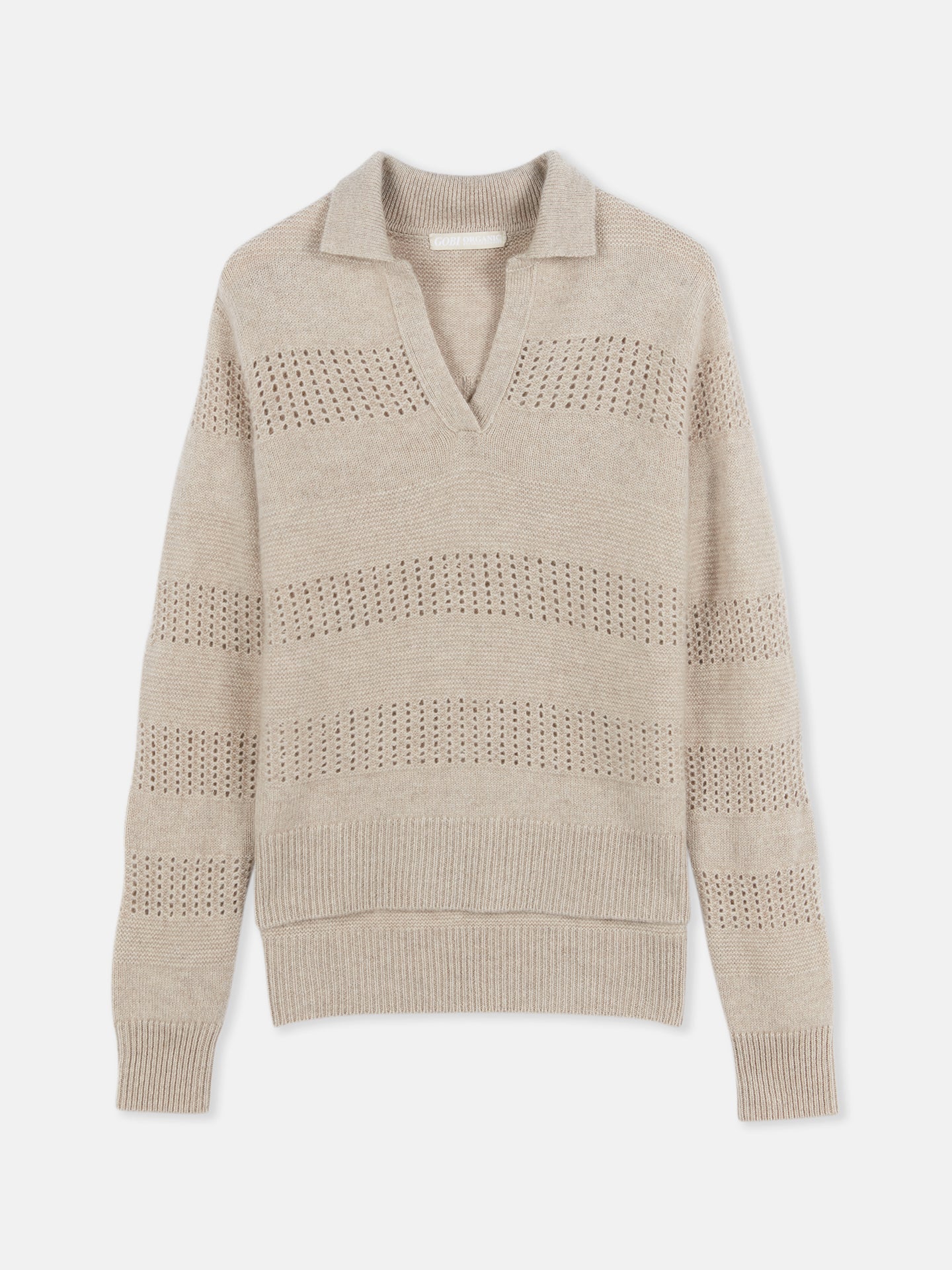 Mixed Knit Cashmere Polo - Textured Elegance | GOBI Cashmere