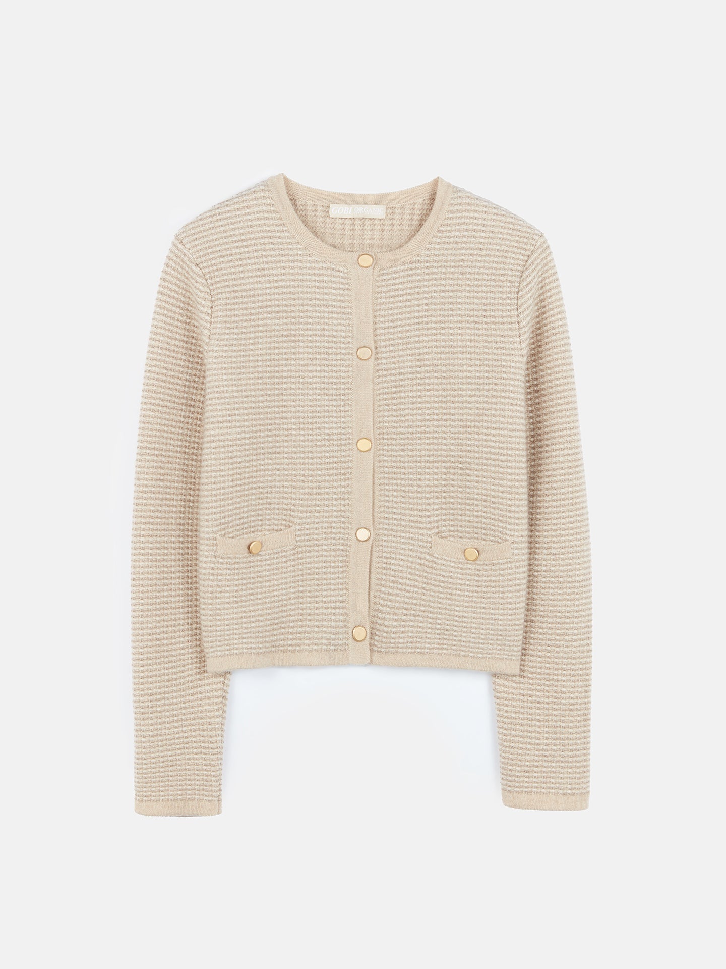 Organic Colour Cashmere Jacquard Cardigan