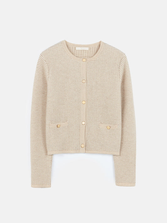 Organic Colour Cashmere Jacquard Cardigan