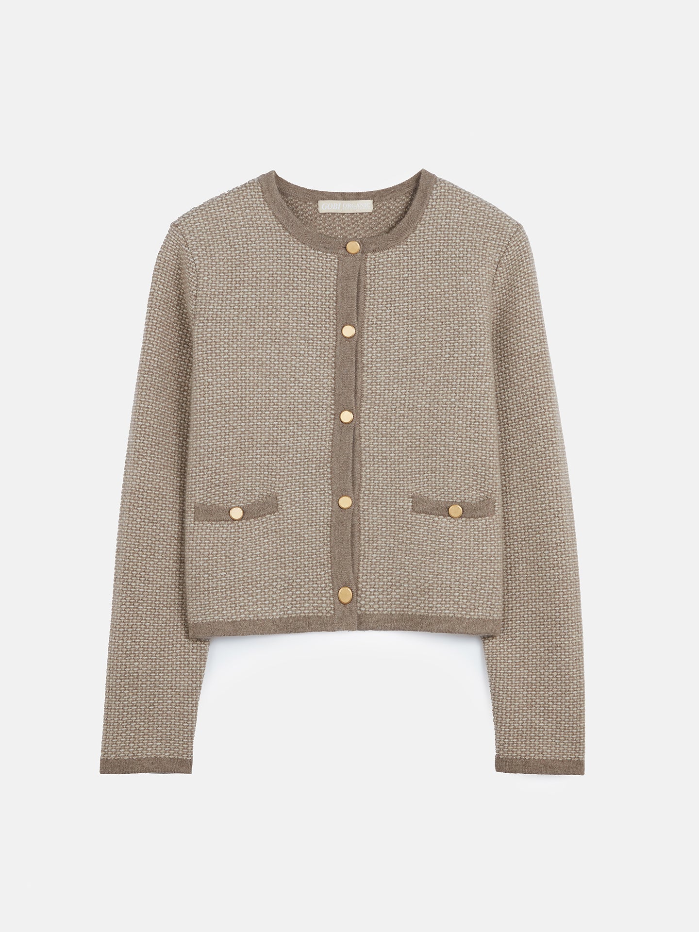 Organic Colour Cashmere Jacquard Cardigan