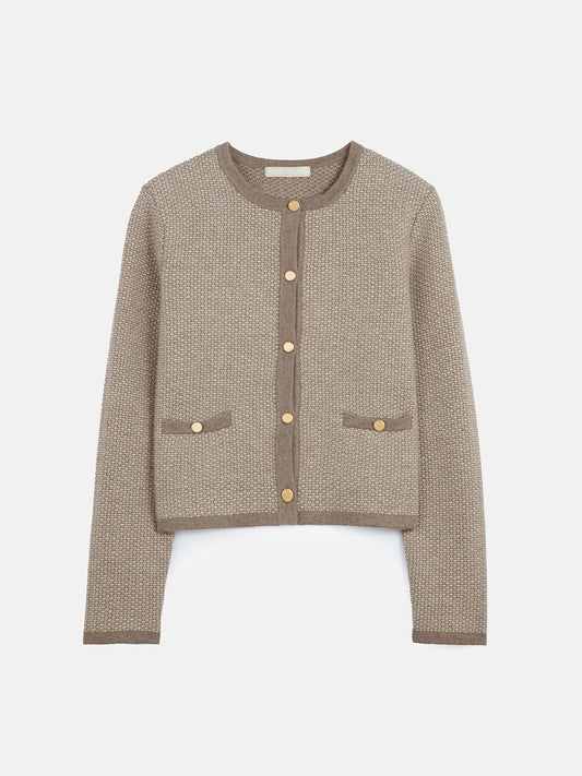 Organic Colour Cashmere Jacquard Cardigan
