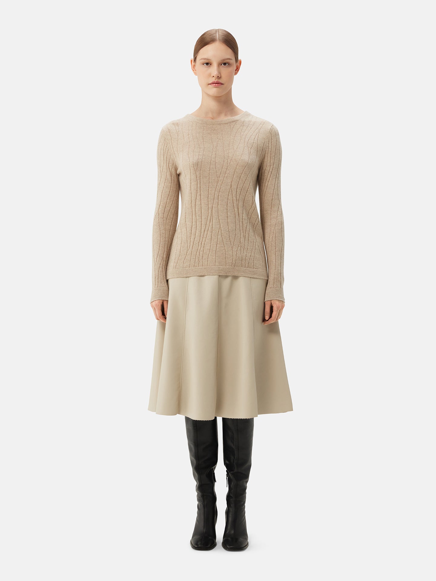 Organic Colour Cashmere Crewneck Jumper Taupe | GOBI Cashmere