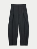 Barrel-Leg Cashmere Trousers | GOBI UK #color_black