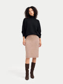 Women T-Neck  Cashmere Jumper Black - Gobi Cashmere