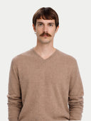 Organic Colour Essential V-Neck Cashmere Jumper Taupe - Gobi Cashmere