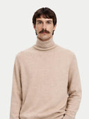 Organic Colour Essential Turtleneck Cashmere Jumper Beige - Gobi Cashmere