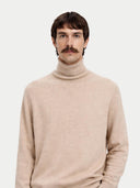 Organic Colour Essential Turtleneck Cashmere Jumper Beige - Gobi Cashmere #color_beige
