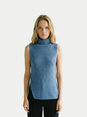 Turtleneck Cashmere Vest Dusty Blue - Gobi Cashmere #color_dusty-blue