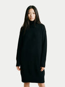 Cashmere Turtleneck Jumper Dress Black - Gobi Cashmere #color_black