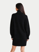 Cashmere Turtleneck Jumper Dress Black - Gobi Cashmere