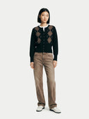 Cashmere Argyle Cardigan Black - Gobi Cashmere