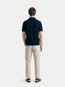 Cashmere Silk Half- Zip Polo Top in Mood Indigo — Gobi Cashmere #color_dark-indigo