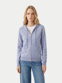 Woman wearing a light blue zip-up hoodie on a white background #color_light-gray