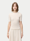 Women’s Ajour Knit Cashmere Silk Top Snow White | GOBI UK #color_snow-white