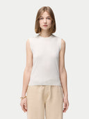 Silk-Blend Sleeveless Knit Top | GOBI Cashmere #color_whisper-white