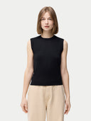 Women's Silk-Blend Sleeveless Knit Top Black | GOBI Cashmere #color_black